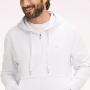 Sweatshirt zippé à capuche en molleton coton blanc