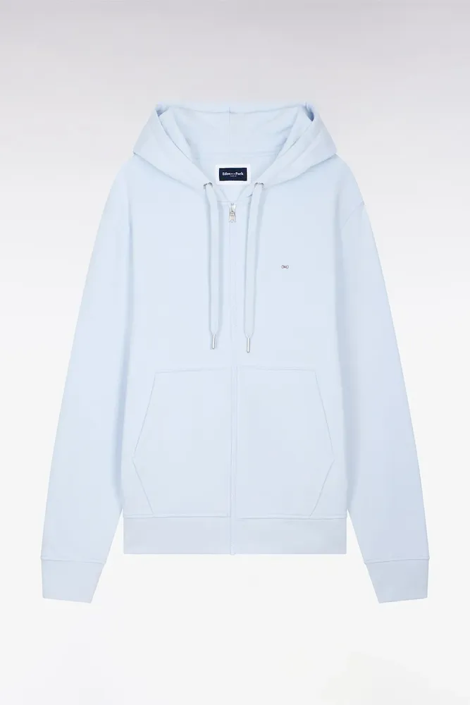 Sweatshirt Zippé à Capuche En Molleton Coton Ciel