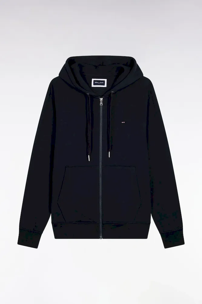 Sweatshirt Zippé à Capuche En Molleton Coton Marine