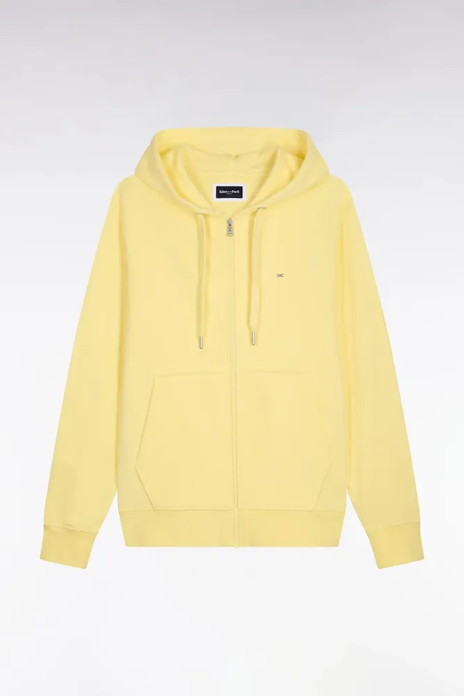 Sweatshirt Zippé à Capuche En Molleton Coton Jaune