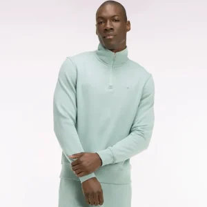 Sweatshirt col camionneur en molleton coton vert d'eau