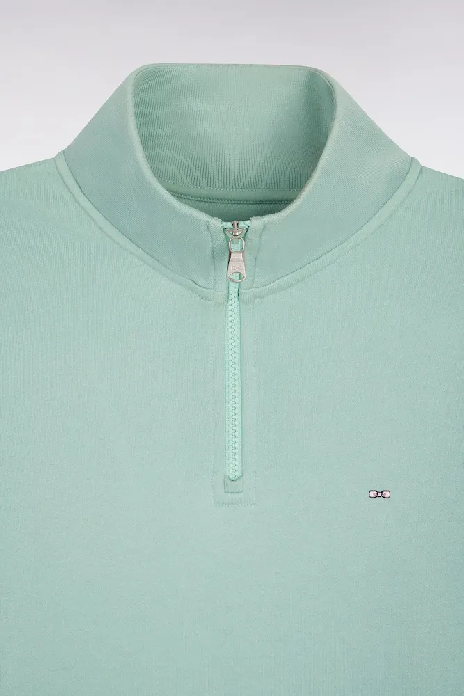 Sweatshirt col camionneur en molleton coton vert d'eau – Bild 6