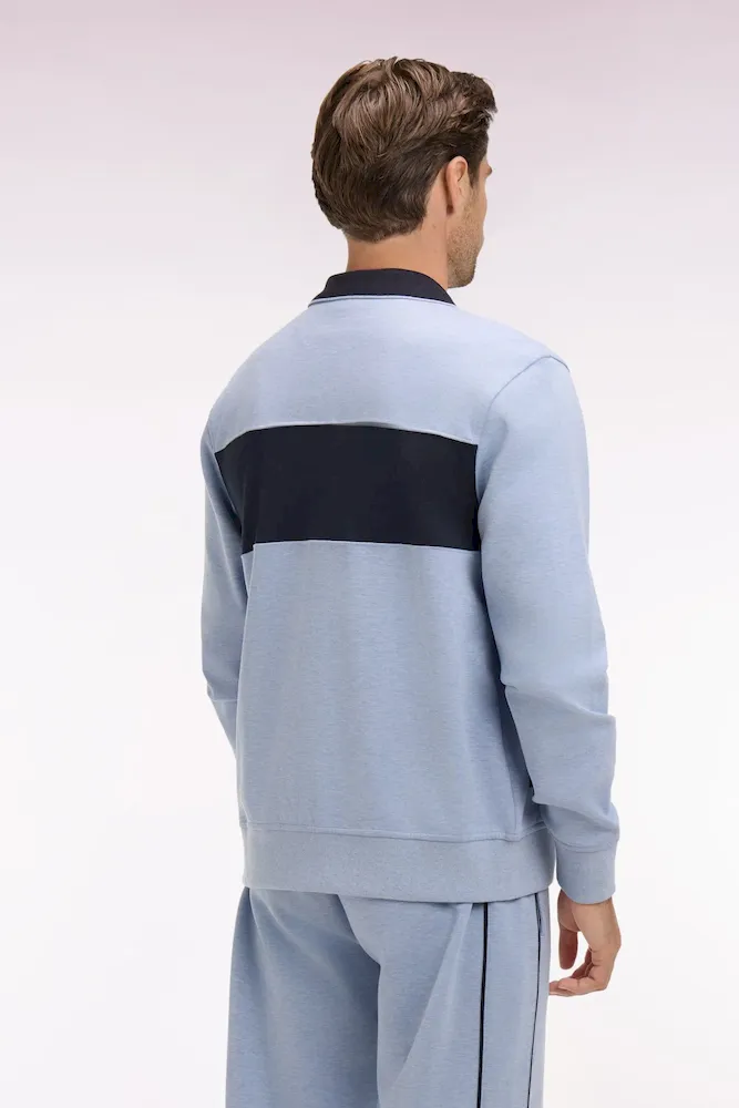 Sweatshirt zippé col polo en molleton bleu ciel – Bild 5