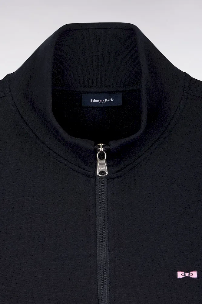 Sweatshirt zippé en molleton marine bande rose – Bild 6