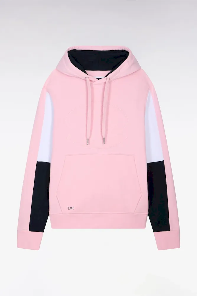 Sweatshirt à Capuche En Molleton Coton Rose Brodé
