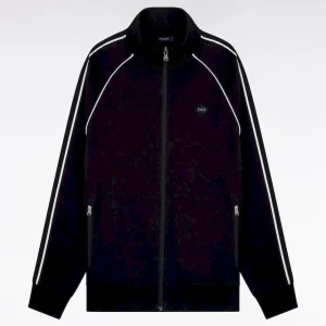 Alternative view of Sweatshirt zippé en interlock noir découpes ruban coupe regular