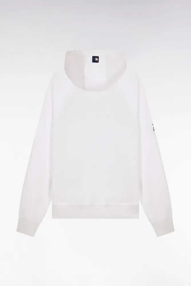 Sweatshirt Zippé XV De France à Capuche En Molleton Blanc à Parmenture Matelassée Marine Coupe Regular