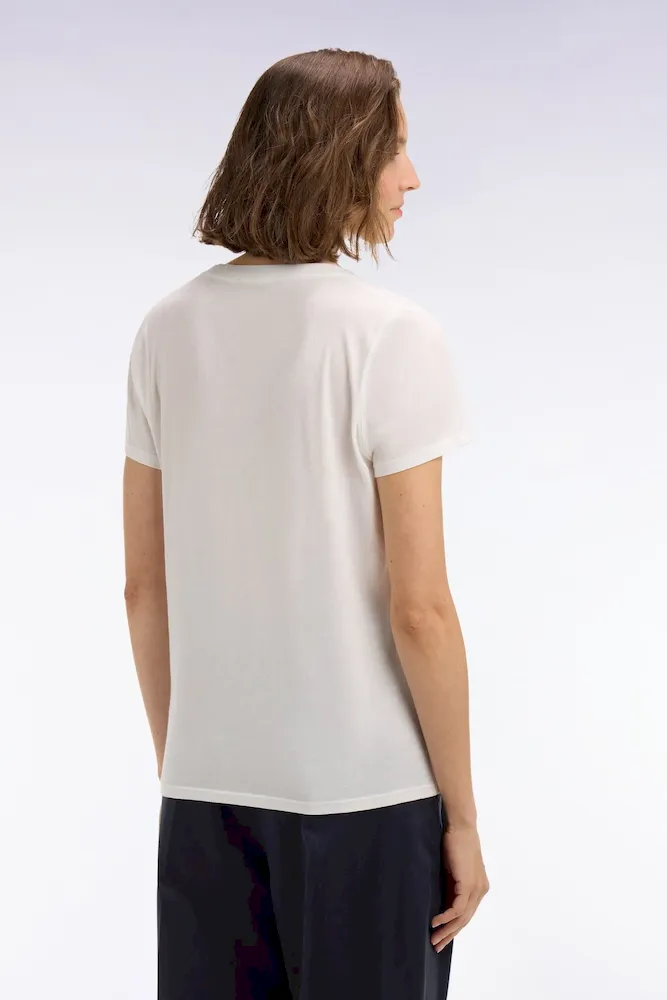 T-shirt à manches courtes col V en coton Pima blanc coupe regular – Bild 5