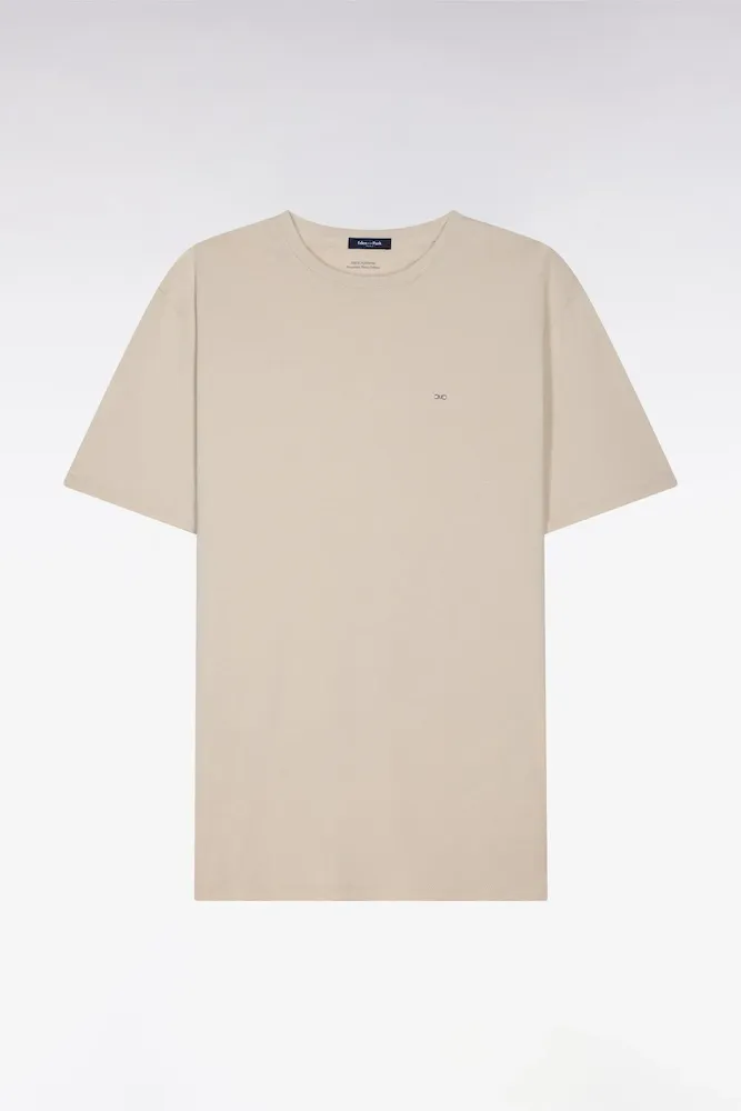 T-shirt à Manches Courtes En Coton Pima Beige Coupe Regular