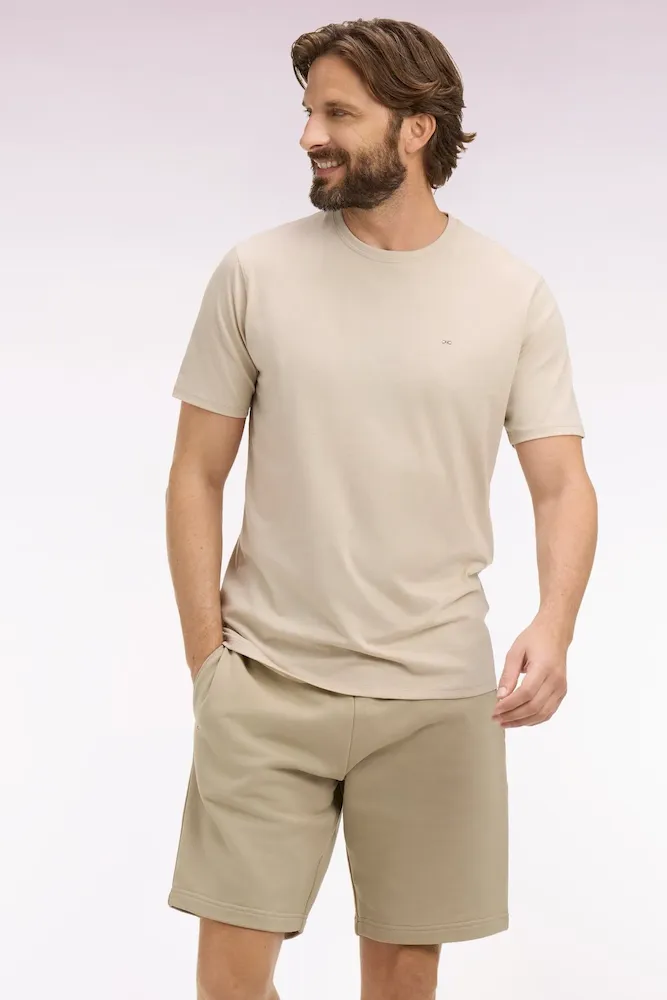 T-shirt à manches courtes en coton Pima beige coupe regular