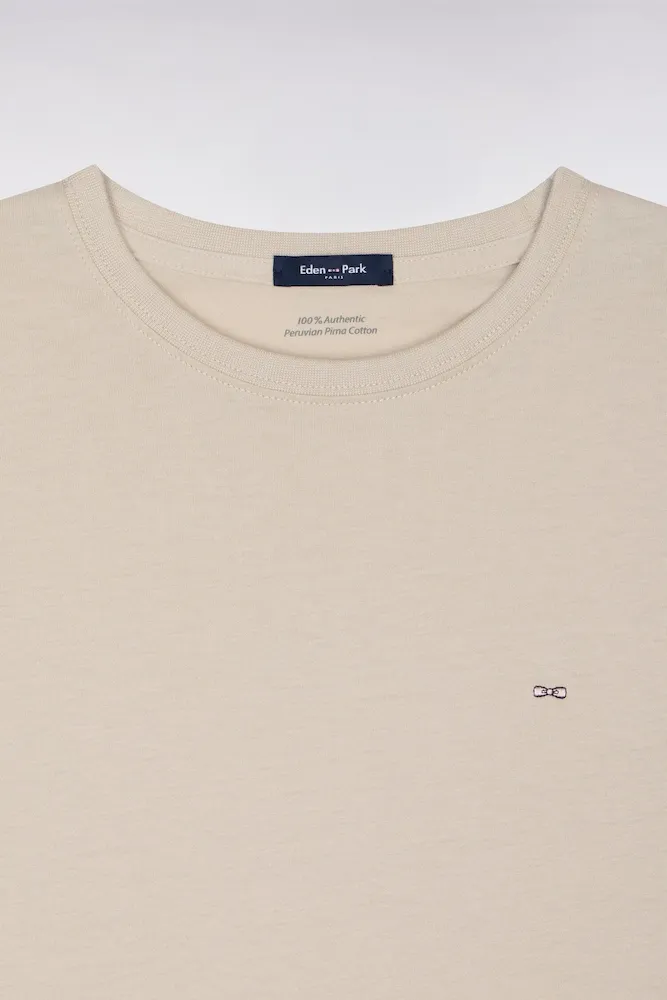 T-shirt à manches courtes en coton Pima beige coupe regular – Bild 6