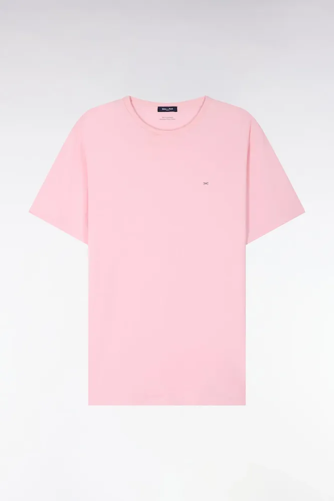 T-shirt à Manches Courtes En Coton Pima Rose Coupe Regular