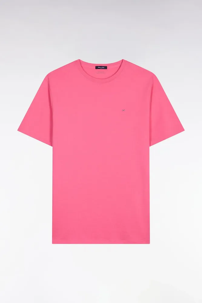 T-shirt à Manches Courtes En Coton Pima Fuchsia Coupe Regular