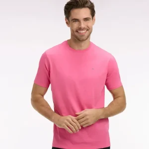 T-shirt à manches courtes en coton Pima fuchsia coupe regular