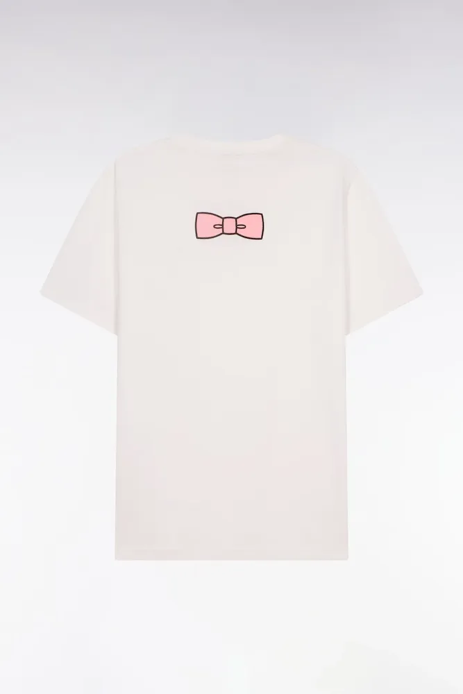 T-shirt à Manches Courtes En Coton Pima Blanc Brodé Coupe Regular