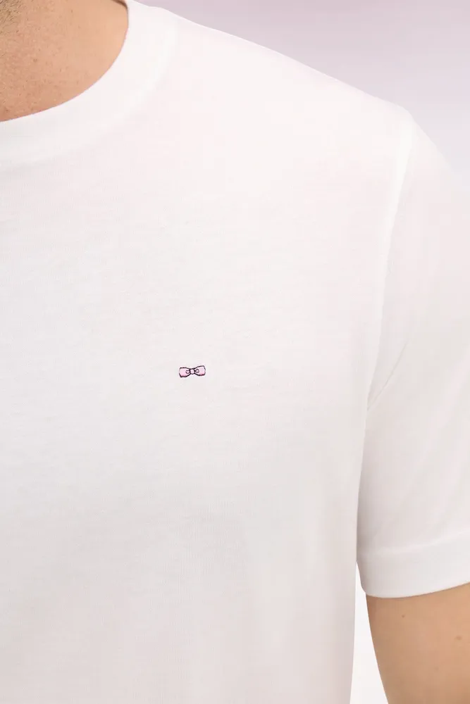 T-shirt à manches courtes en coton Pima blanc brodé coupe regular – Bild 4