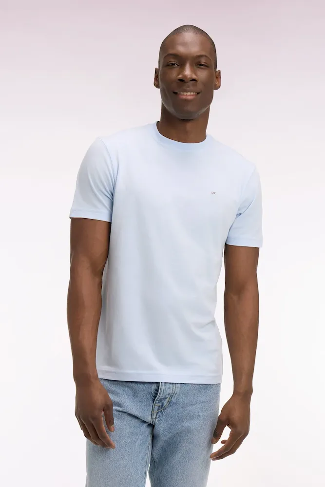 T-shirt à manches courtes en coton Pima bleu ciel brodé coupe regular – Bild 3