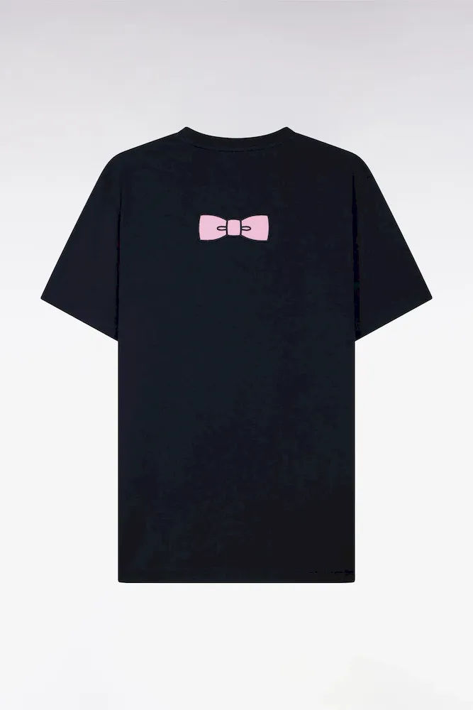 T-shirt à Manches Courtes En Coton Pima Marine Brodé Coupe Regular