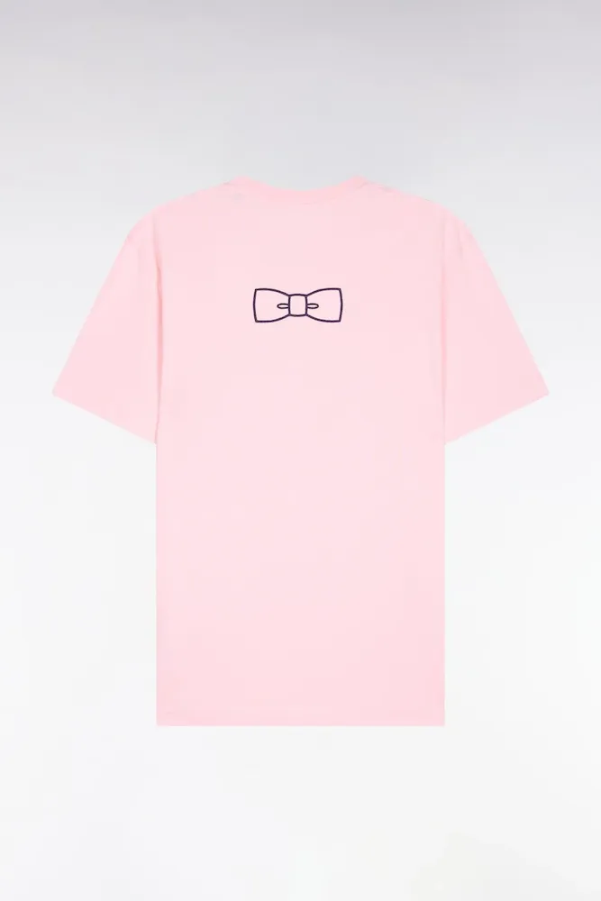 T-shirt à Manches Courtes En Coton Pima Rose Brodé Coupe Regular