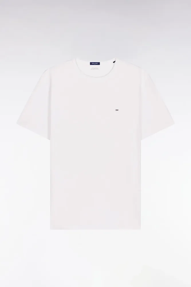 T-shirt à Manches Courtes En Jersey De Coton Slub Blanc Coupe Regular
