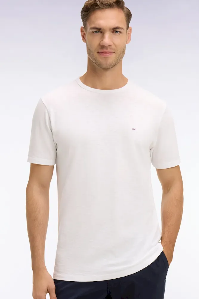 T-shirt à manches courtes en jersey de coton slub blanc coupe regular