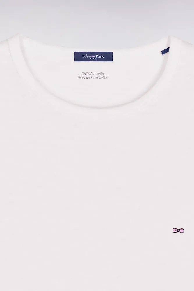 T-shirt à manches courtes en jersey de coton slub blanc coupe regular – Bild 6