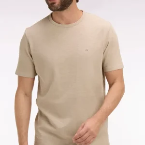 T-shirt à manches courtes en jersey de coton slub beige coupe regular