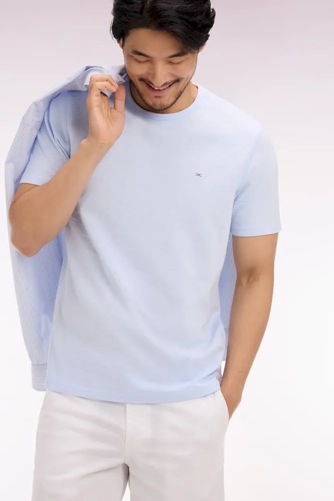 T-shirt à manches courtes en jersey de coton slub ciel coupe regular