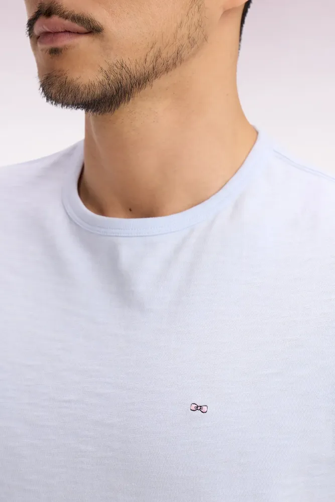 T-shirt à manches courtes en jersey de coton slub ciel coupe regular – Bild 4