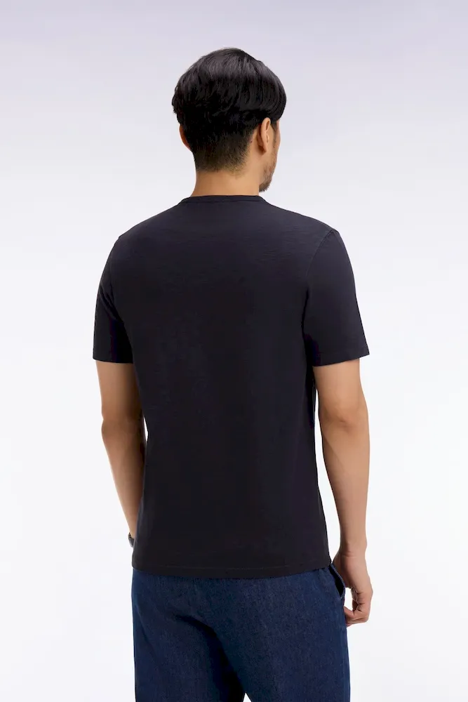 T-shirt à manches courtes en jersey de coton slub marine coupe regular – Bild 5