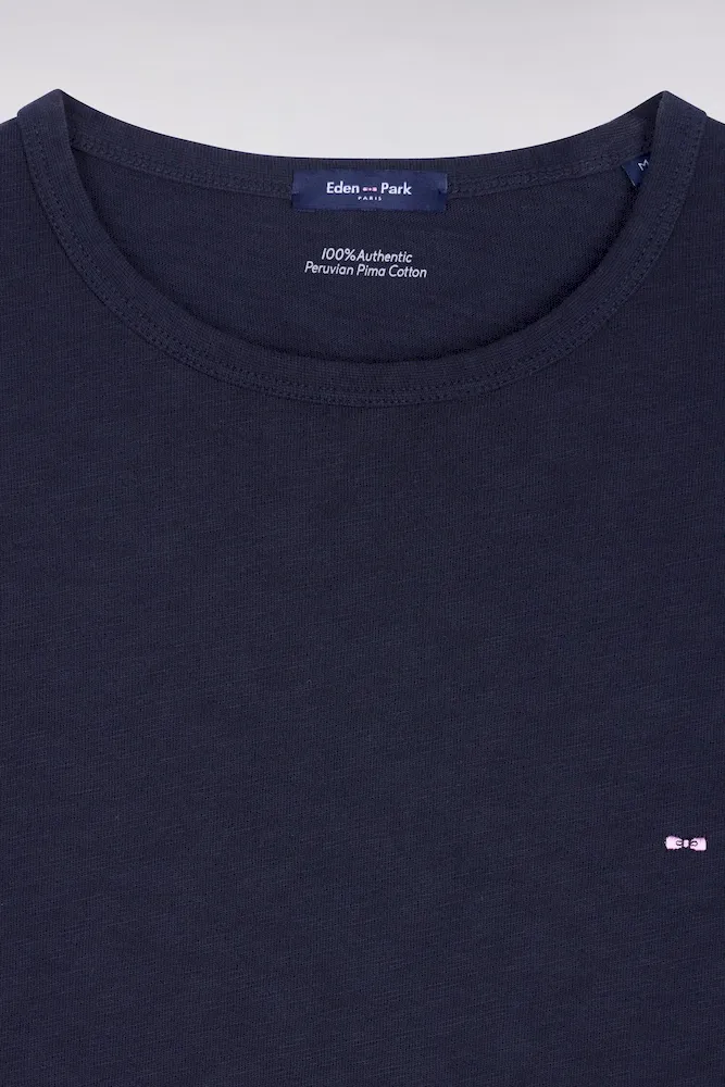 T-shirt à manches courtes en jersey de coton slub marine coupe regular – Bild 6