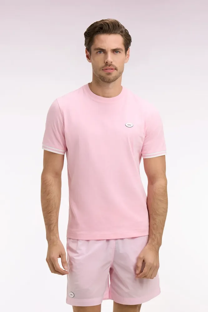 T-shirt à manches courtes en coton rose coupe regular – Bild 3