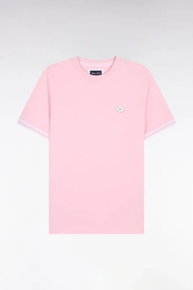T-shirt à Manches Courtes En Coton Rose Coupe Regular