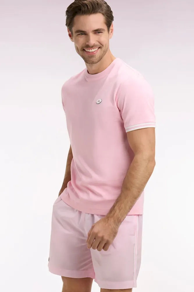 T-shirt à manches courtes en coton rose coupe regular