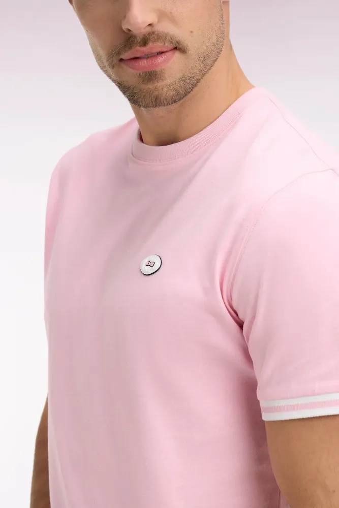 T-shirt à manches courtes en coton rose coupe regular – Bild 4