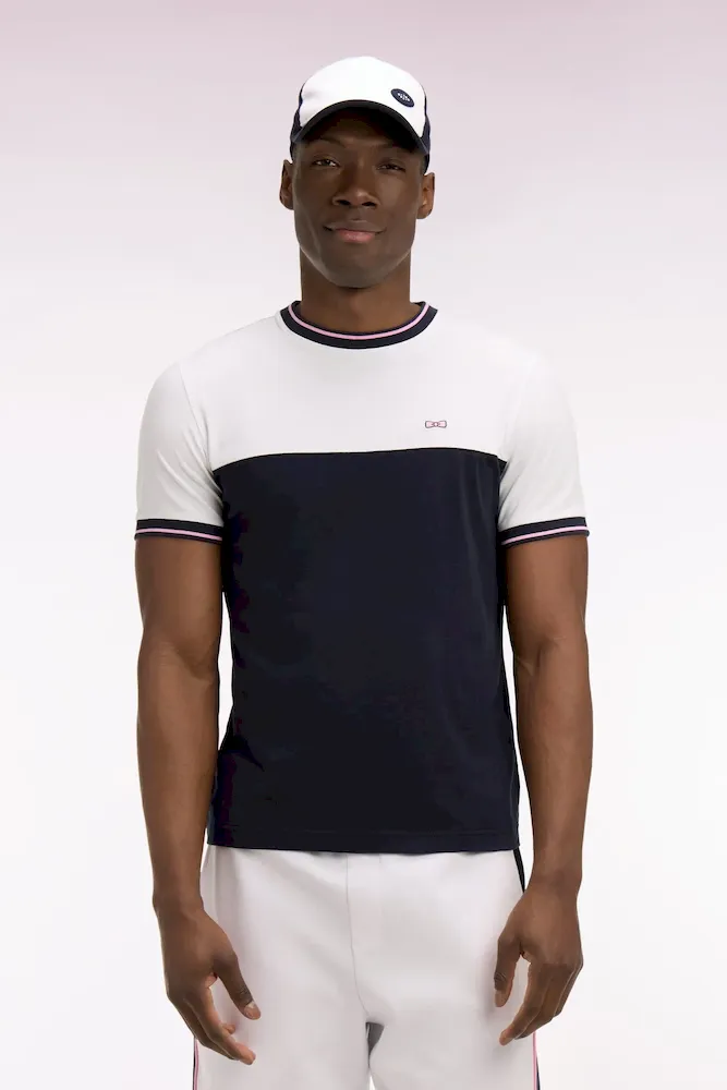 T-shirt à manches courtes en bicolore blanc et marine coupe regular – Bild 3