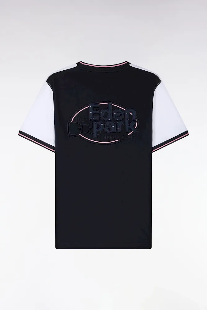 T-shirt à manches courtes en bicolore blanc et marine coupe regular – Bild 2