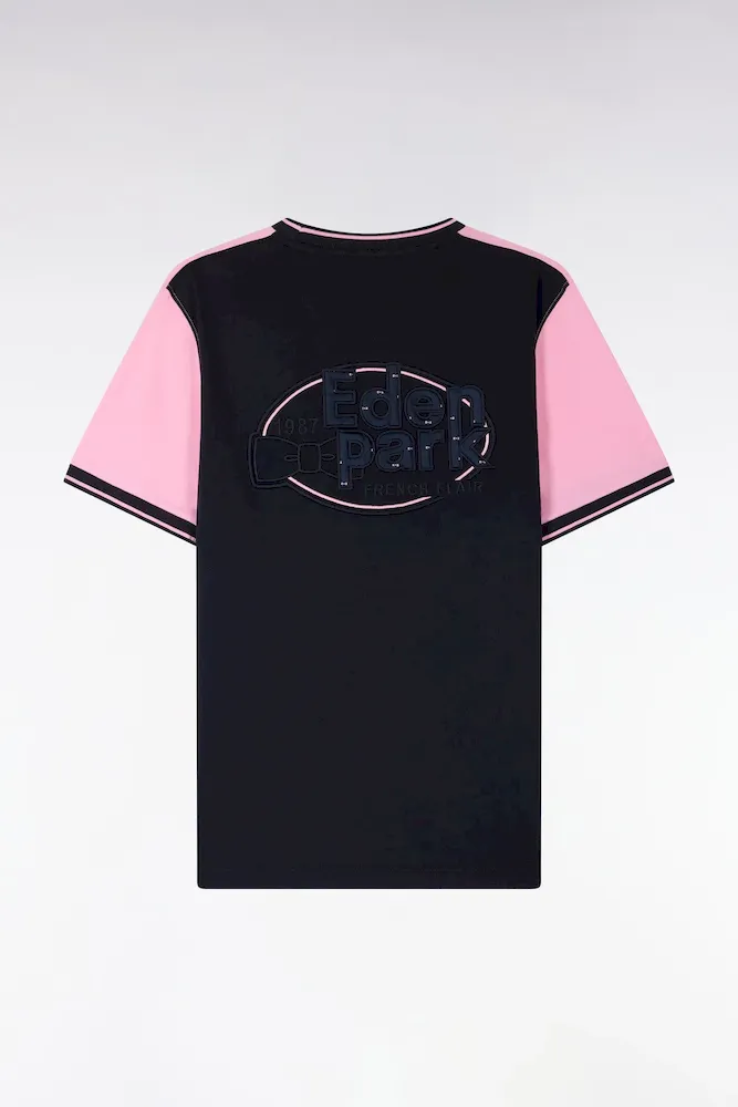 T-shirt à Manches Courtes En Bicolore Rose Et Marine Coupe Regular