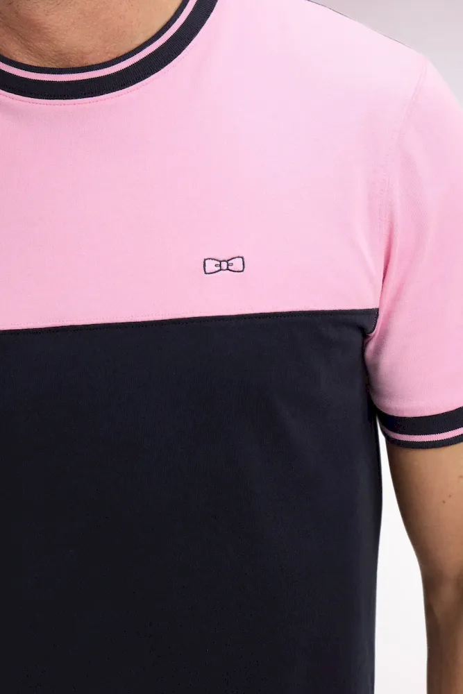 T-shirt à manches courtes en bicolore rose et marine coupe regular – Bild 4