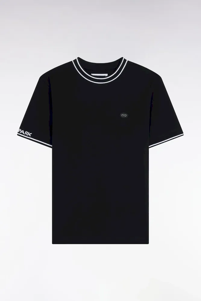 T-shirt à manches courtes en coton noir jacquard Eden Park coupe regular – Bild 2