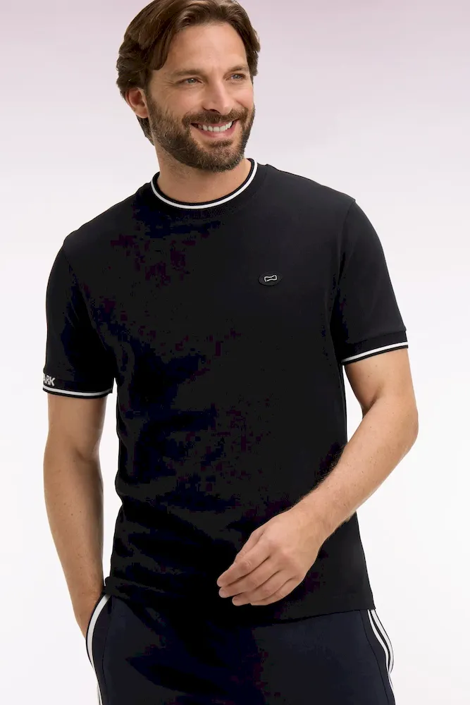 T-shirt à manches courtes en coton noir jacquard Eden Park coupe regular