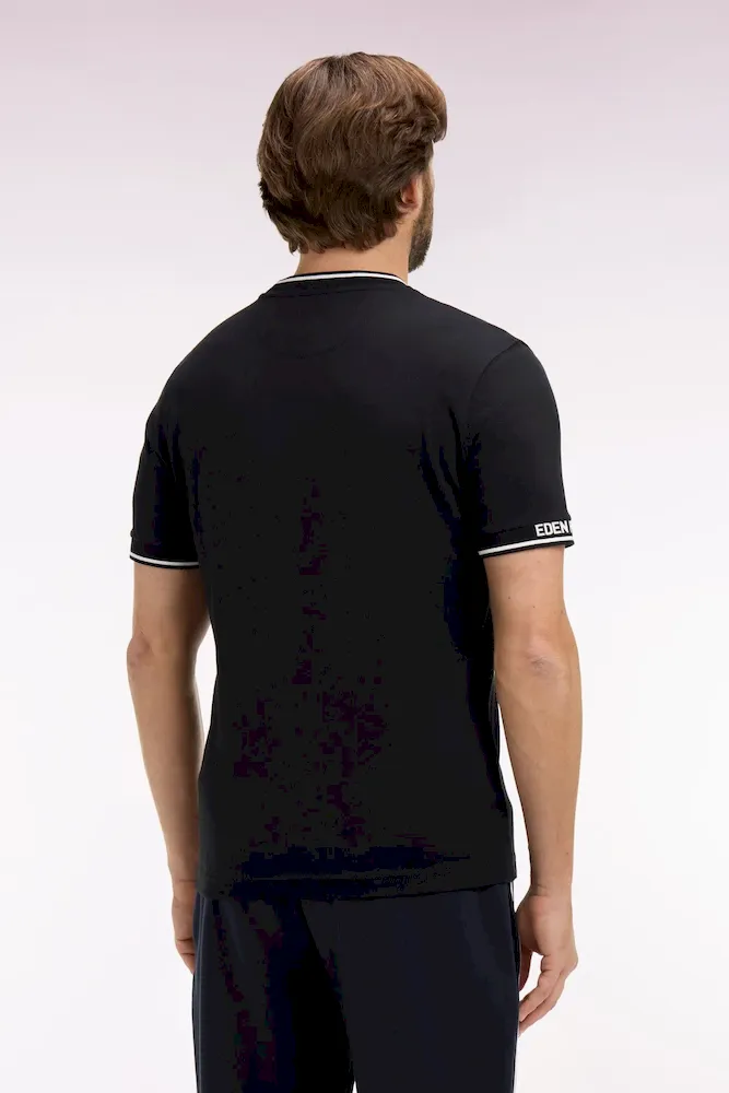 T-shirt à manches courtes en coton noir jacquard Eden Park coupe regular – Bild 5
