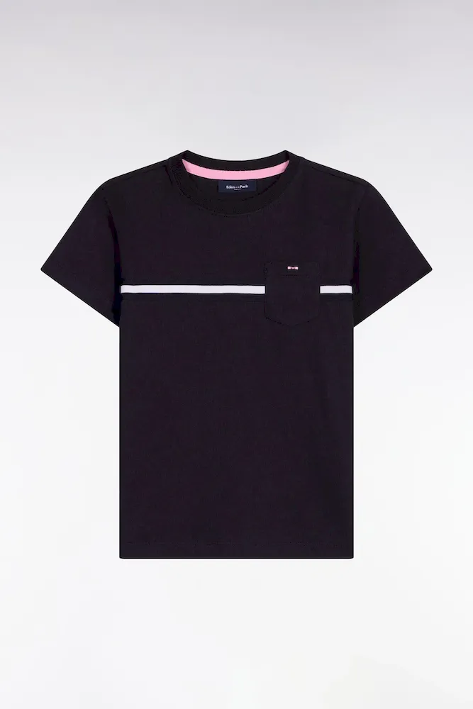 T-shirt à manches courtes en coton marine coupe droite