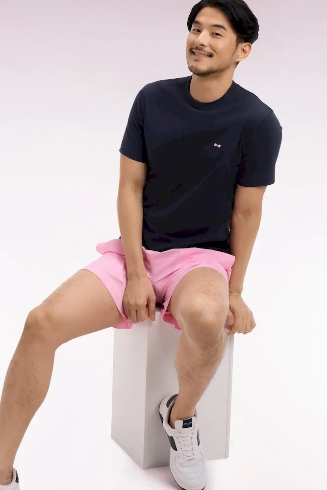 T-shirt à manches courtes marine sérigraphié coupe regular