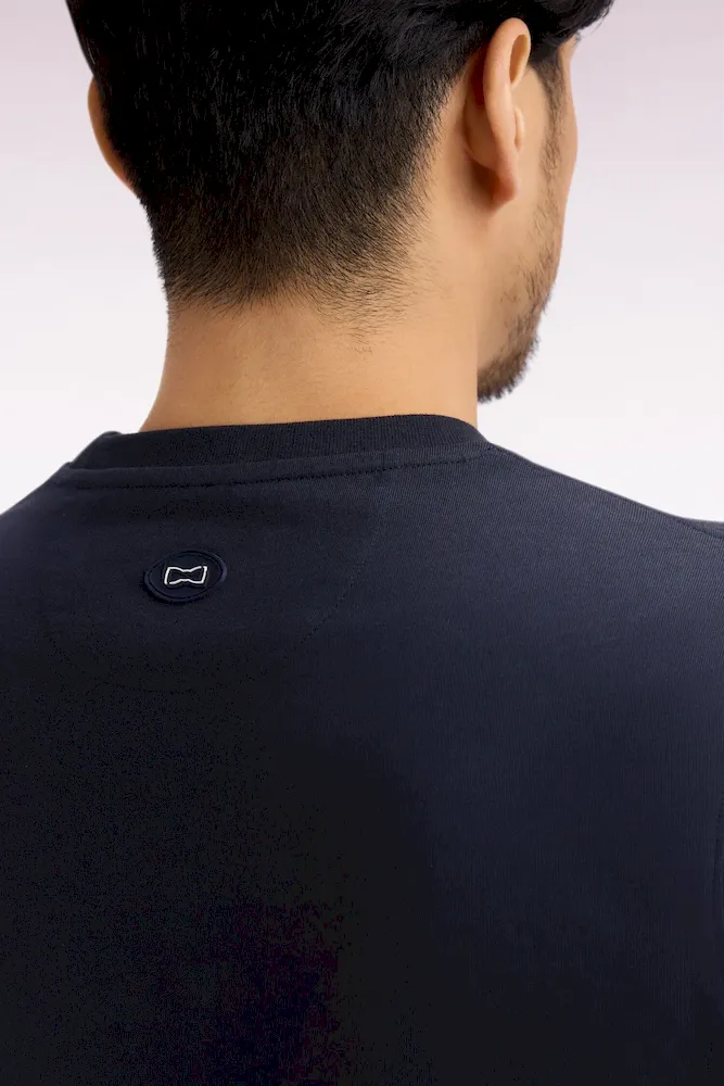 T-shirt à manches courtes en coton marine sérigraphié coupe regular – Bild 6