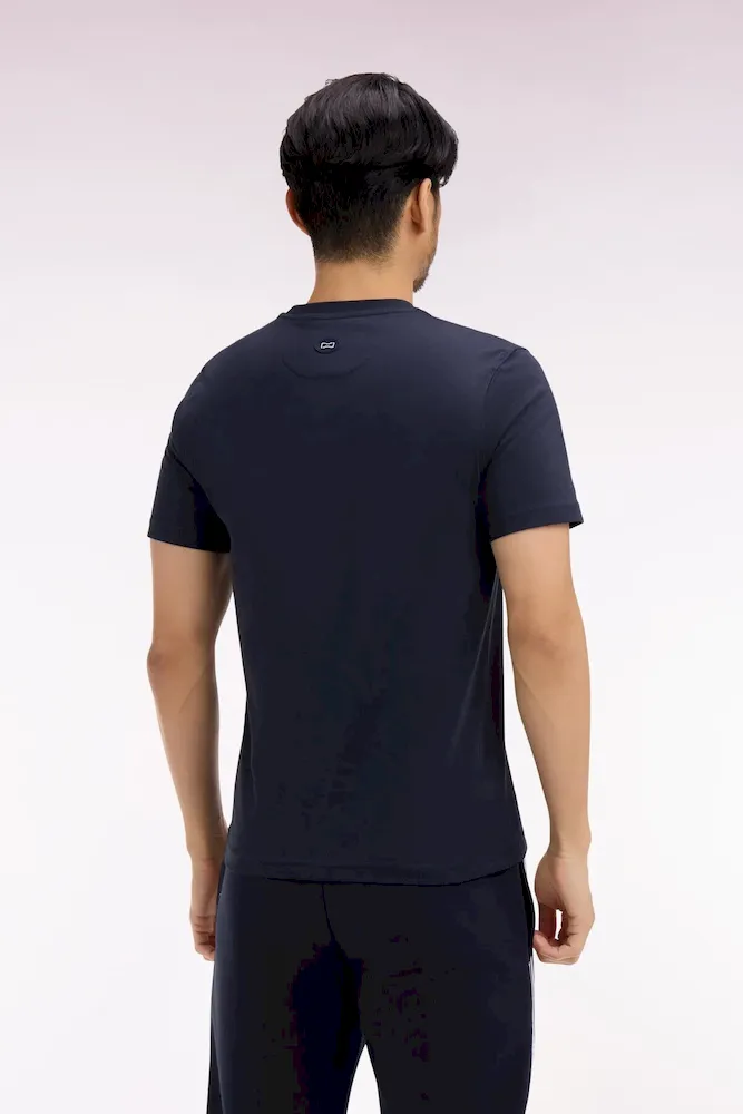 T-shirt à manches courtes en coton marine sérigraphié coupe regular – Bild 5