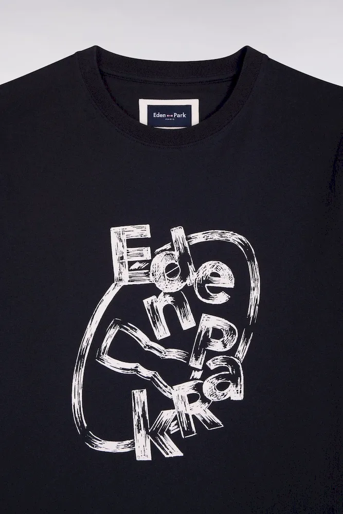 T-shirt à manches courtes en coton marine sérigraphié coupe regular – Bild 4