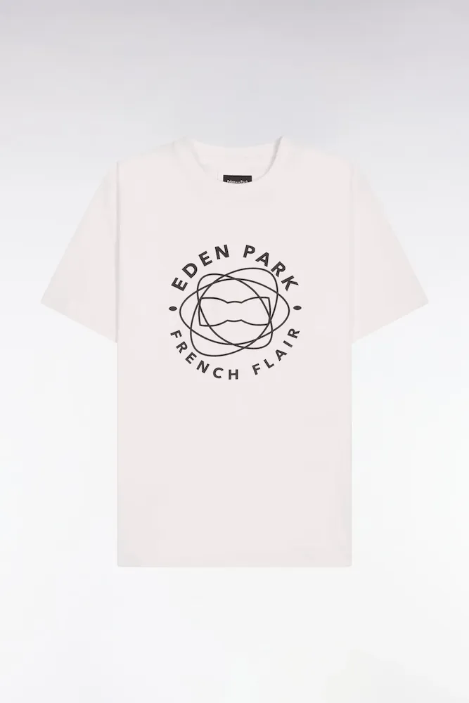 T-shirt à Manches Courtes En Coton écru Sérigraphié Coupe Regular