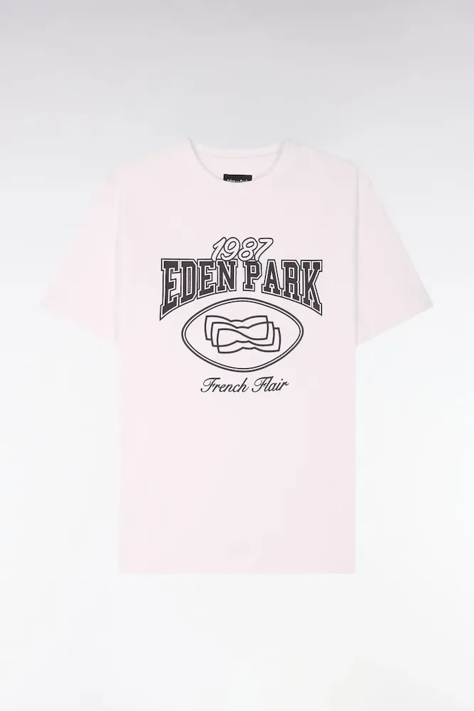 T-shirt à Manches Courtes En Coton écru Sérigraphie Marine Coupe Regular