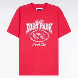 Alternative view of T-shirt à manches courtes en coton rouge sérigraphie écrue coupe regular